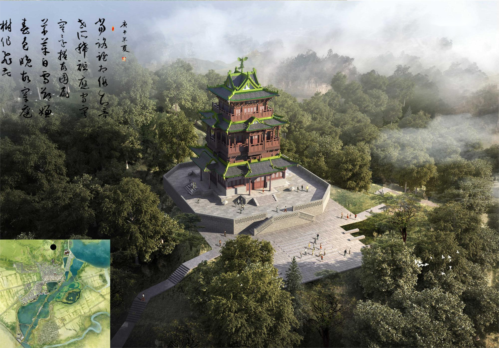 神溪国家湿地公园凤鸣阁复建工程有序推进 神溪国家湿地公园凤鸣阁复建工程有序推进